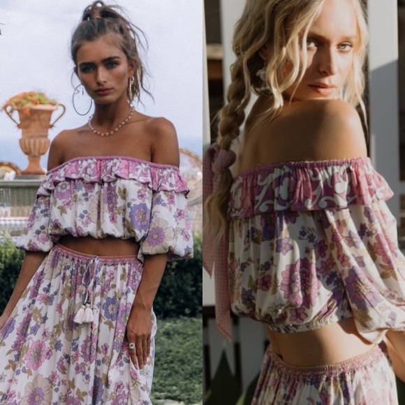 Spell Buttercup Cropped Peasant Top - Picture 2 of 8